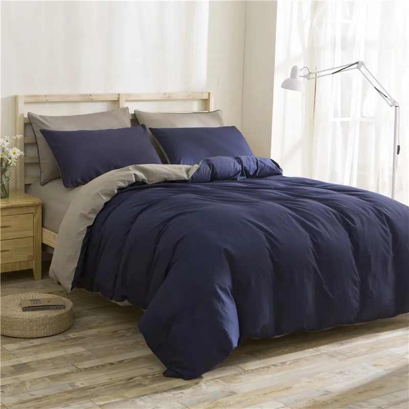 

Blue Solid Color Bedding Set 4Pcs Family Set Include Bed Sheet Duvet Cover Pillowcase Boy Room Decoration Bedspread Flat Sheet