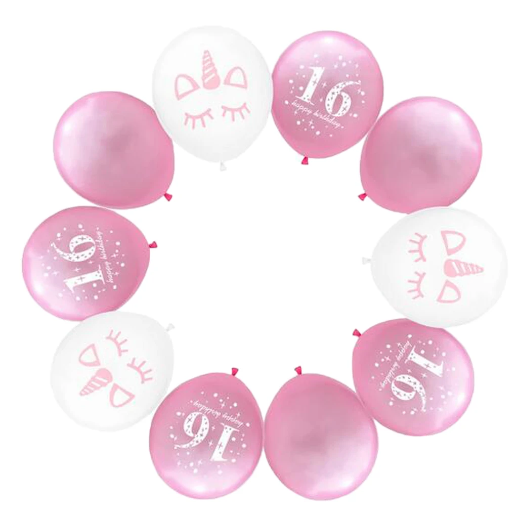 10 Pieces 16th Birthday Latex Balloons for Birthday Party Decor 12 inch 2 One Year Old Birthday Party Decoration