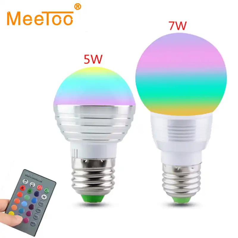 E27/E14 Bulb RGB 7W LED Light Color Changing Bulb+IR Remote Control Party Decor 
