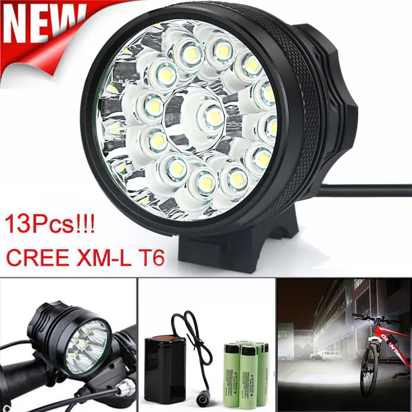 

13 x XM-L T6 LED 6 x 18650 Bicycle Cycling Light Waterproof Lamp Light Cycling Bike Bicycle Accessories High Quality Mar 13