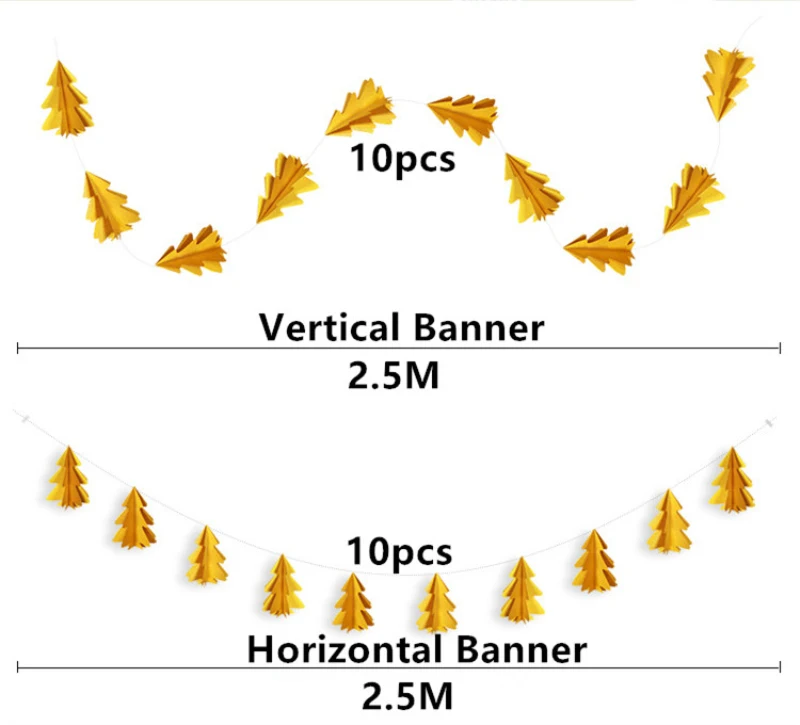 2,5 м Мини-гирлянда с бумажным флагом для рождественской елки, вечерние гирлянды, украшения, баннеры для счастливой рождественской вечеринки, 10 шт