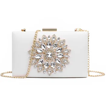 

FGGS-Women'S Bag New Luxury Diamond Evening Dinner Bag Sweet Lady Shoulder Slung Chain Box Bag Tide