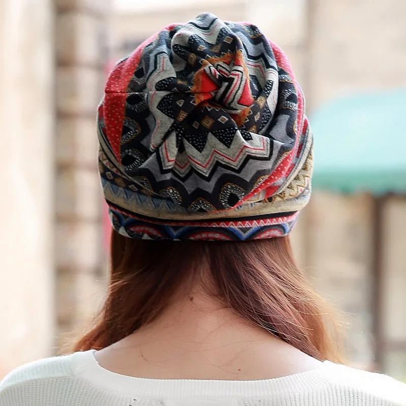 Длинный Хранитель 2019 новейшая Осенняя женская шапка шапочки шарф Модная Волна полосы Женская хлопковая шапка унисекс теплая зимняя