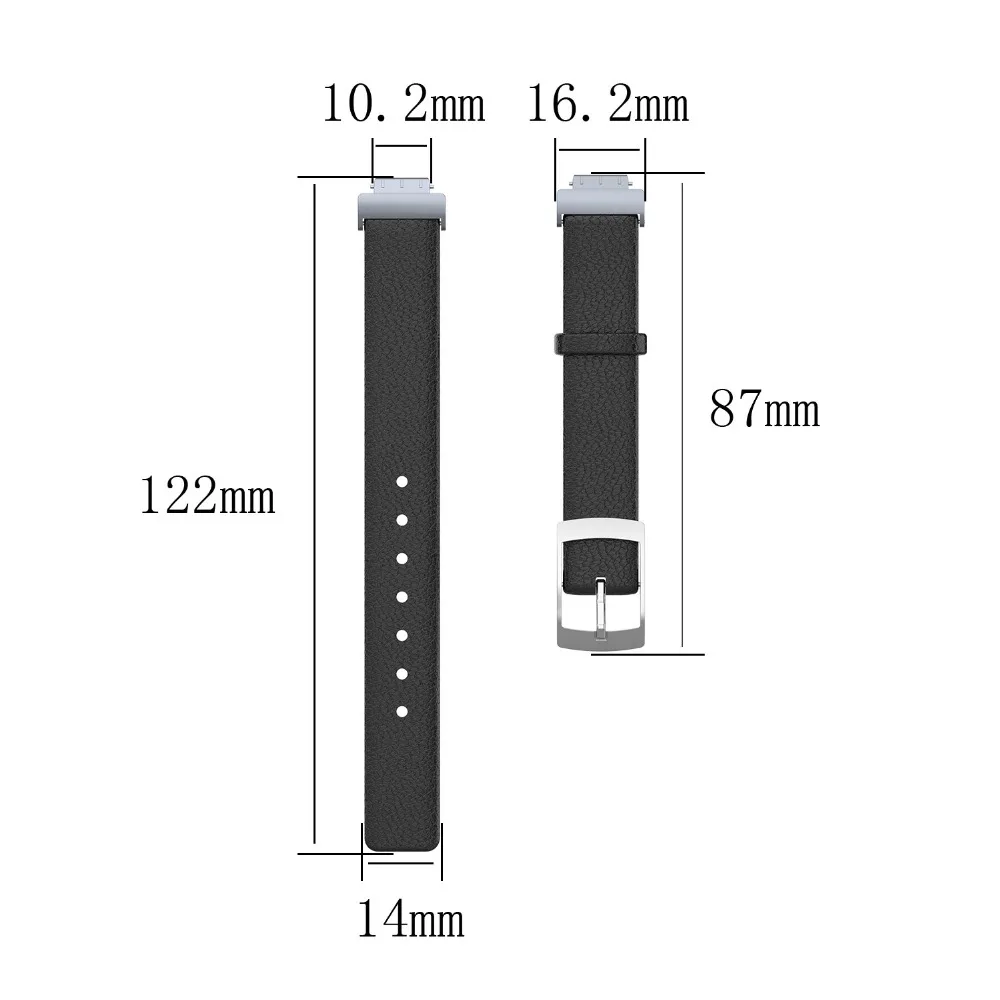 Litchi Veins Adjustable Classic Genuine Leather Replacement Bands for Fitbit InspireInspire HR Fitness Tracker Strap (2)