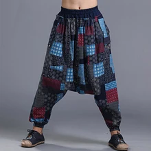 Мужские модные штаны с принтом хип-хоп мешковатый гарем брюки эластичный пояс лодыжки Длина Свободные ноги Повседневное Прохладный Брюки Y524