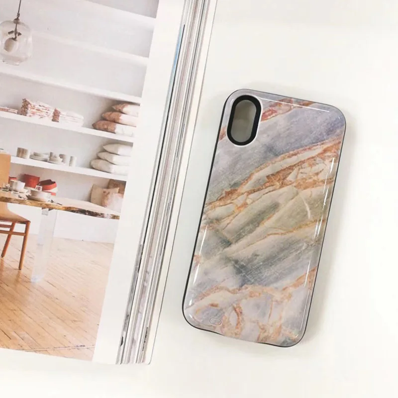 Чехол с аккумулятором 6000 мАч для iPhone xs max цветной мраморный Портативный внешний