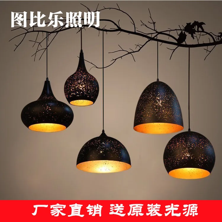 

Post modern hollowing Iron Chandelier, American retro cafe, table lamp, single head industrial wind, chandelier.