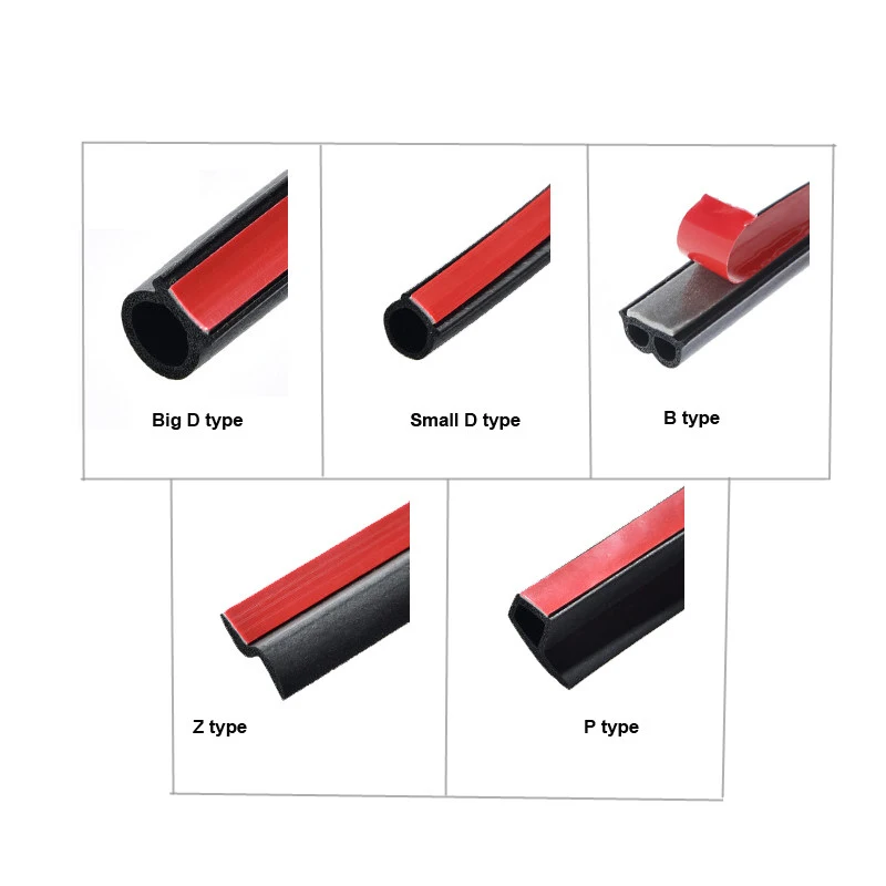 

2 meter Adhesive Car Rubber Seal Strip D P Z B Type Noise Sound Insulation Universal Car Window Door Trunk Car Door Seal Edge