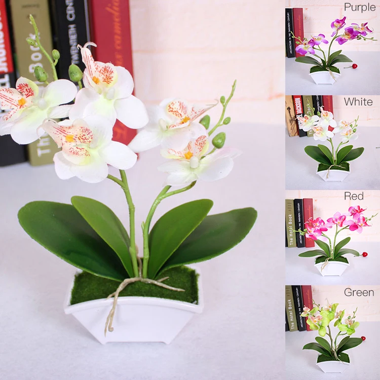 Искусственная Орхидея, бабочка искусственный букет цветов с реальными Touch листья искусственные растения в целом цветочный для свадьбы P2