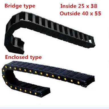 

25 x 38 series bridge type reinforced type engineering nylon cable ,drag chain carriers for cnc