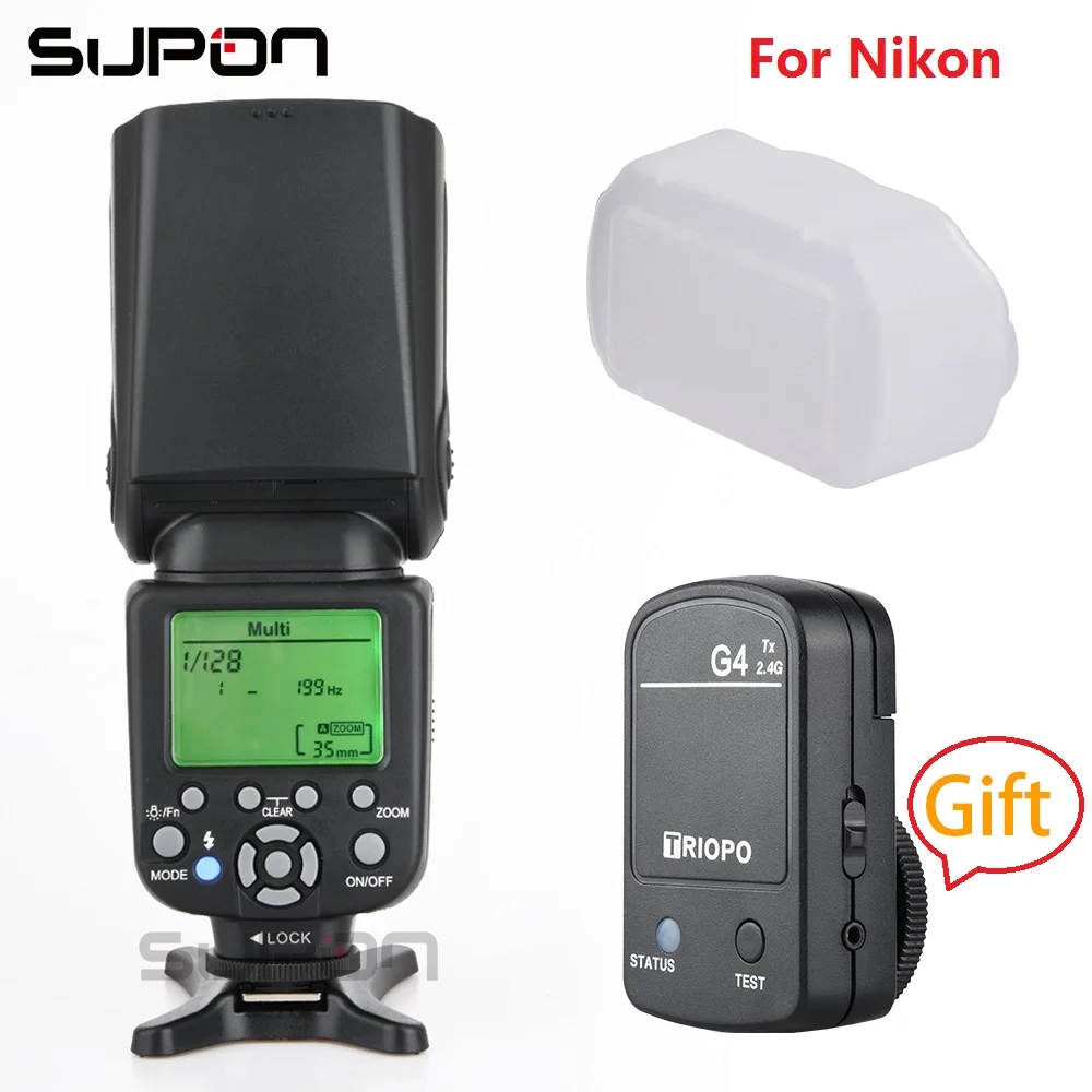 Новинка 2017 вспышка Triopo для камеры TTL GN58 с ЖК-экраном + TX G4 2 4G Nikon D600 D800E D7000 D300 D80 |