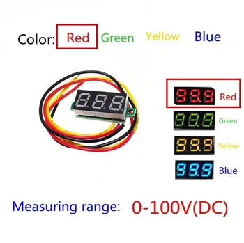 

Red Three line precision DC digital voltmeter head LED digital voltmeter DC4.5V-30V 0.28 Inch Mini Digital Voltmeter 0-100V
