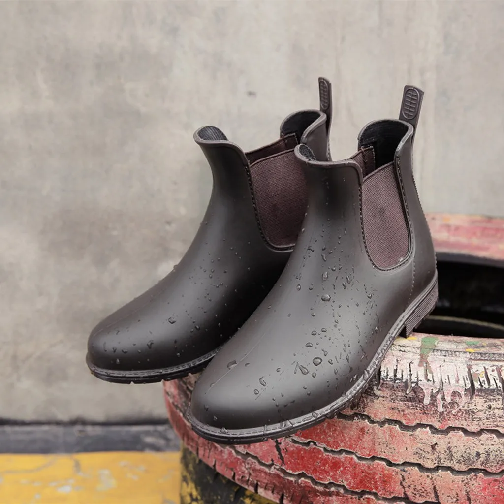 Женские Модные непромокаемые водонепроницаемые сапоги от дождя из ПВХ обувь на плоской подошве с круглым носком кожаные теплые ботинки martin botas mujer