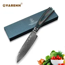 YARENH 5 damascus steel Santoku font b Knives b font Color wood handle best font b