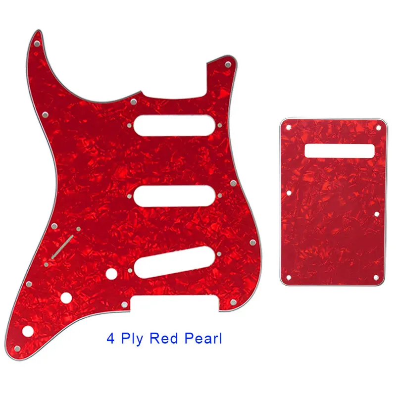 Запчасти для гитары-для США Fd левша Страт 72' 11 винтовое отверстие для гитары Pickguard& задняя пластина с царапиной пластиной несколько цветовых вариантов - Цвет: 4Ply Red Pearl