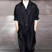 Осень и зима большой размеры для мужчин комбинезон куртка Свободные Повседневное широкие брюки певица костюм