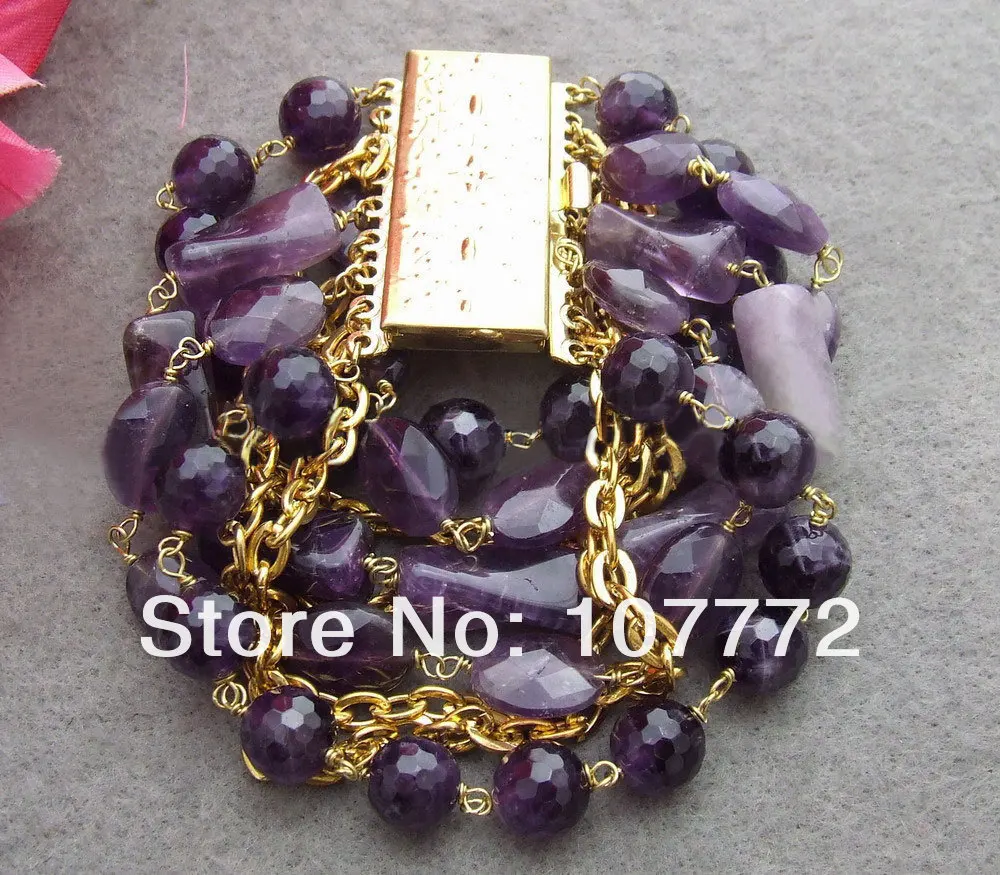 

Amazing! 9 strands purple Semi-precious Stone Bracelet FREE SHIPMENT