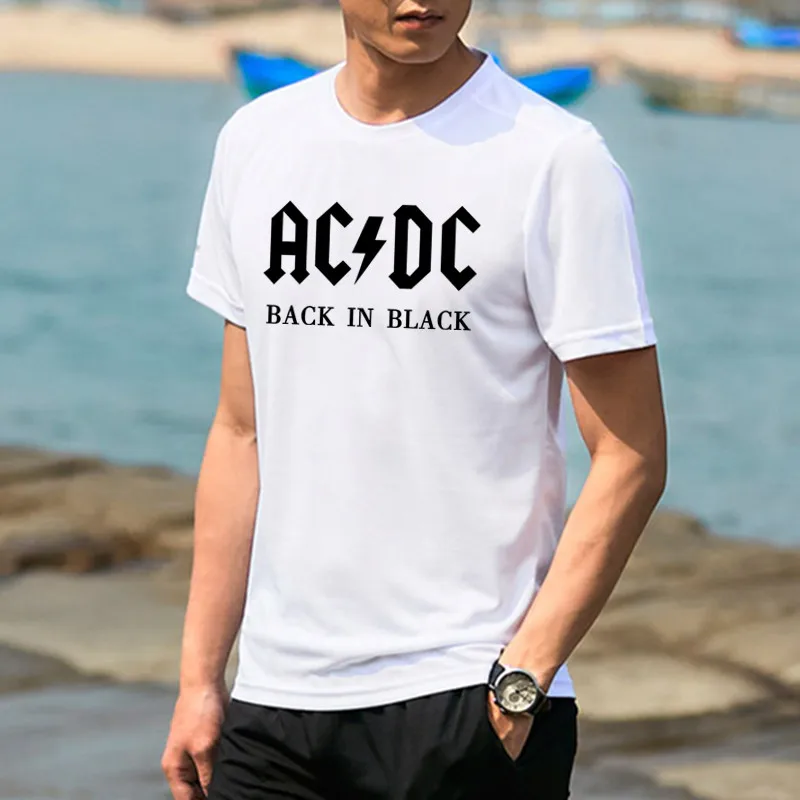

New Camisetas AC/DC band rock T Shirt Mens acdc Graphic T-shirts Print Casual Tshirt Men Hip Hop Short Sleeve Quick Dry Tees