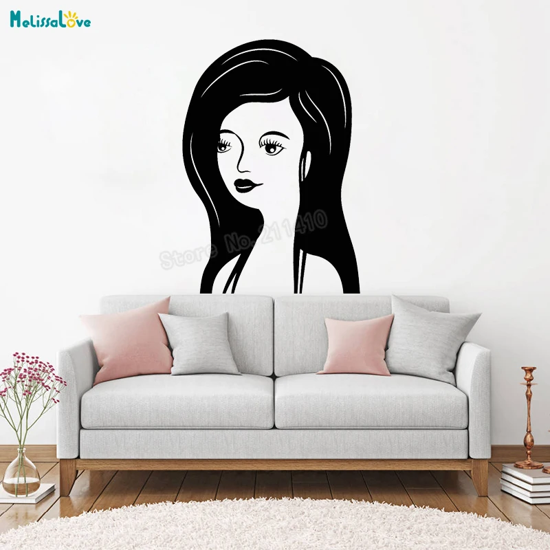 Pretty Wall Sticker Lady Portrait Art Murals Vinyl Home Decoration For