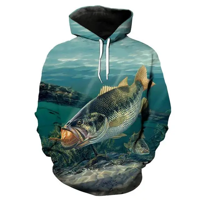 Best Hobby 3d Funny Hoodie Deep Sea Fish Angler Sportwear