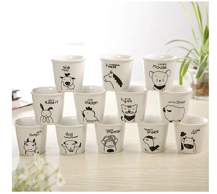 

1PC New Pattern Creative Chinese Zodiac MINI Ceramic Mug Cartoon Mug Milk Coffee Mug JL 073