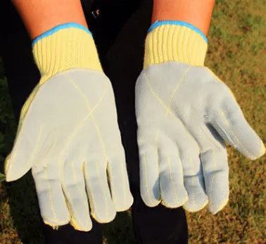 Инструменты для обрезки порезостойкие перчатки с коротким рукавом кевларовая яловая кожа укрепляет высокую температуру производства