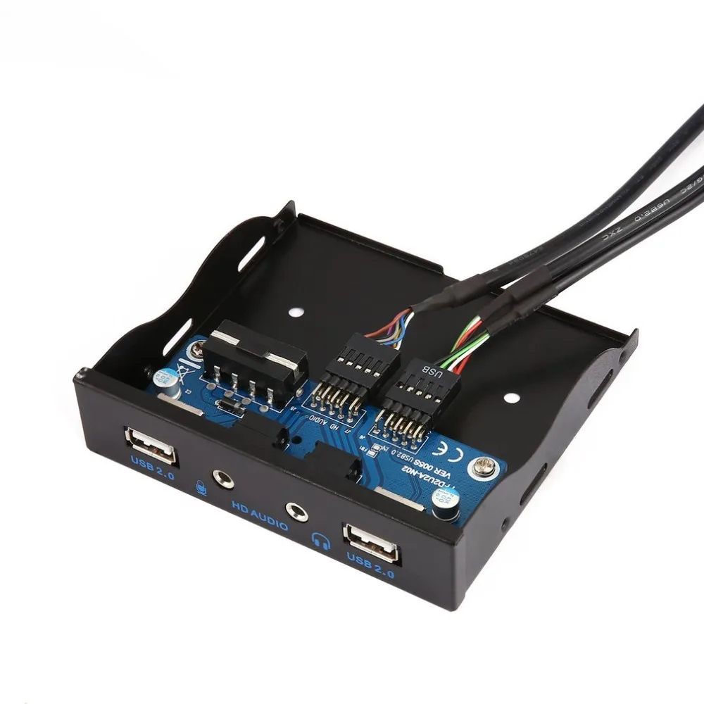  3.5 ''2-USB 2.0 Port HUB di Uscita Audio HD Floppy Drive Espansione del Pannello Frontale Digitale 
