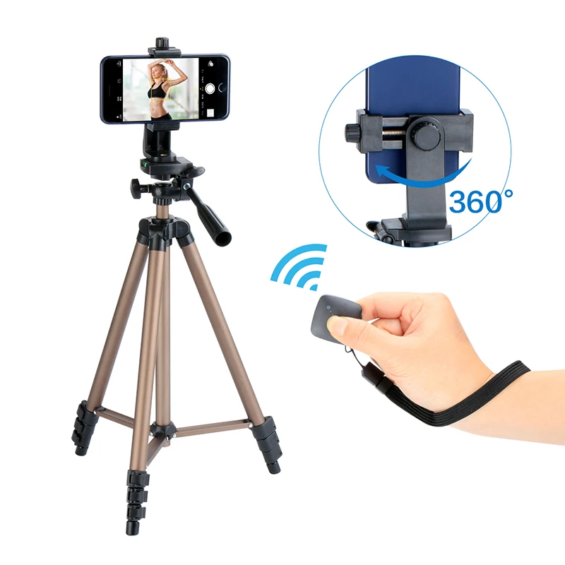 Ulanzi Lightweight Travel Tripod Kit 49inch High with Phone Tripod Mount Bluetooth Remote Control for iPhone