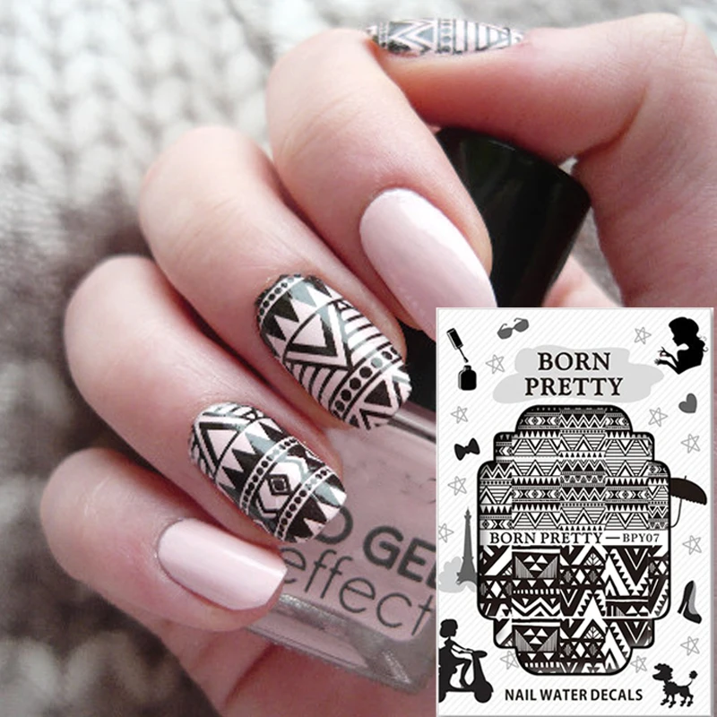 

BORN PRETTY Wave Line Triangle Theme Nail Stickers Nail Art Water Decals Transfer Sticker 2 Patterns/Sheet BPY07