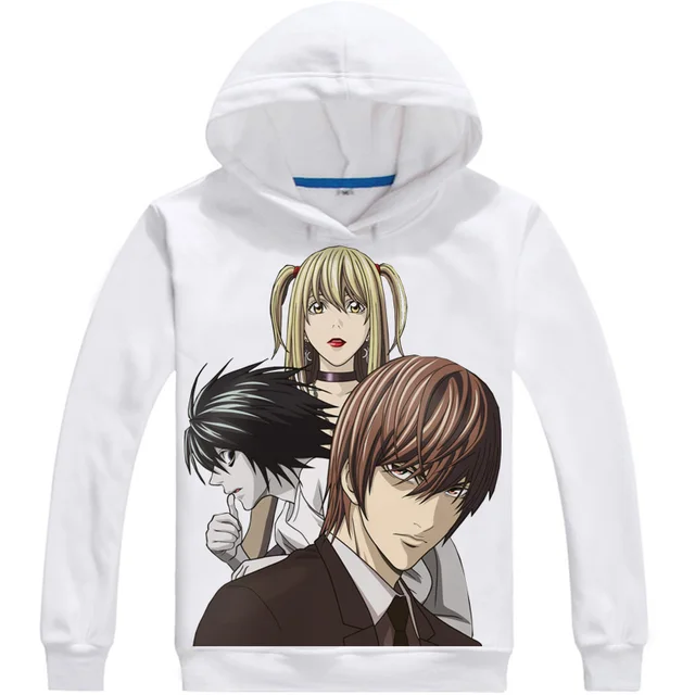 Death Note Hoodie L logo Light Ryuk Anime Black Japan Cosplay jumper ALL SIZES