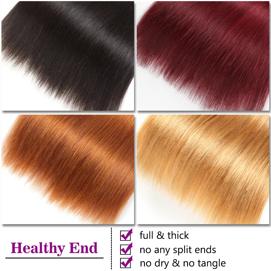 Soft Feel Hair Remy Hair 1/3/4 Bundles Deals Brazilian Straight Hair Weave Bundles Human Hair Extensions Burgundy Blonde Bundles