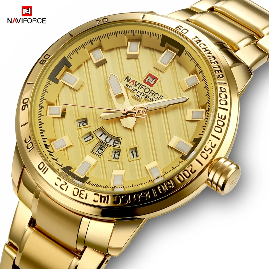 En Ligne Nouveau Mode Hommes Montres Or Complet Acier Homme Montres Sport Waterproof Quartz Montre Hommes Militaire Heure Homme Relogio Masculino
