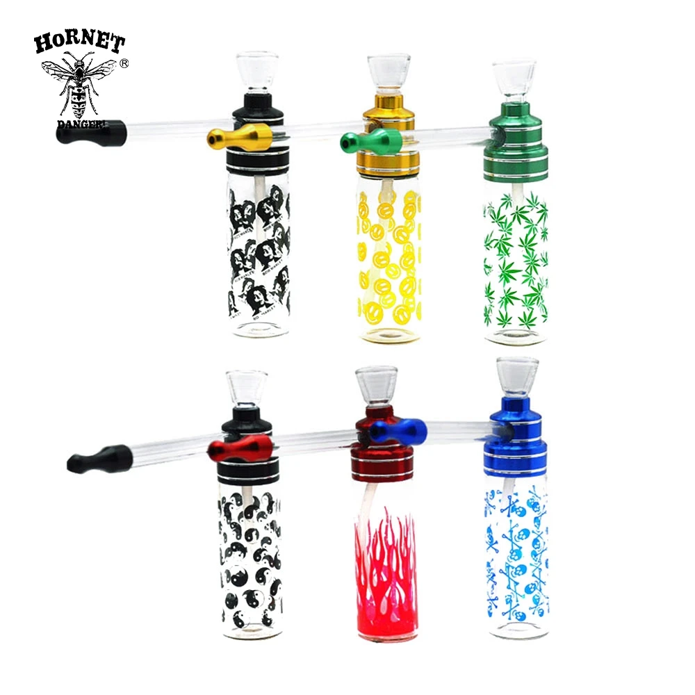 

HORNET Different Pattern Hookah Shisha Smoking Pipes Glass Water Pipe 120MM Metal Tobacco Smoking Pipes Long Glass Mouth Filter