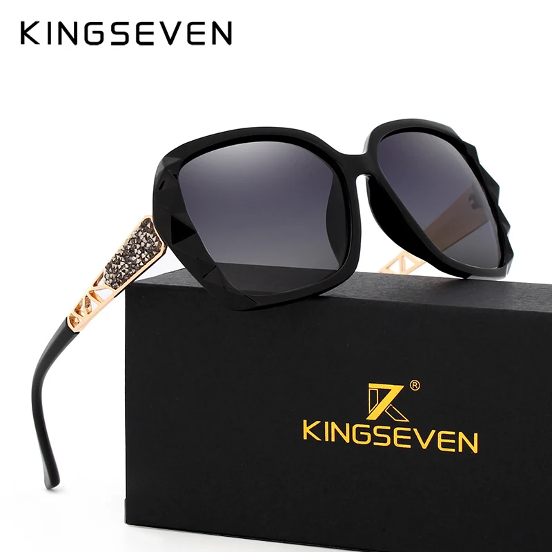 Koop KINGSEVEN Zonnebril Vrouwen Gradiënt Gepolariseerde Diamond Frame Zonnebril Voor Driving Luxe Lady Shades Eyewear Accessoires 7538