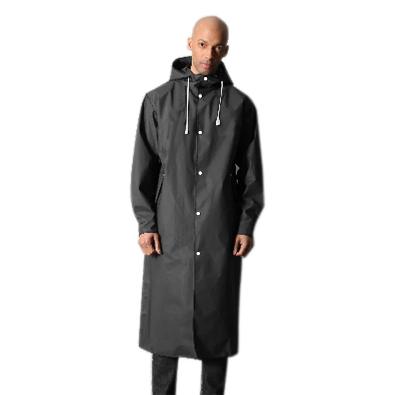 

Hot Raincoat Black Outside Rainwear Fashion EVA Women Men Raincoat Waterproof Rain Coat Portable Travel Rainwear Poncho with Hat