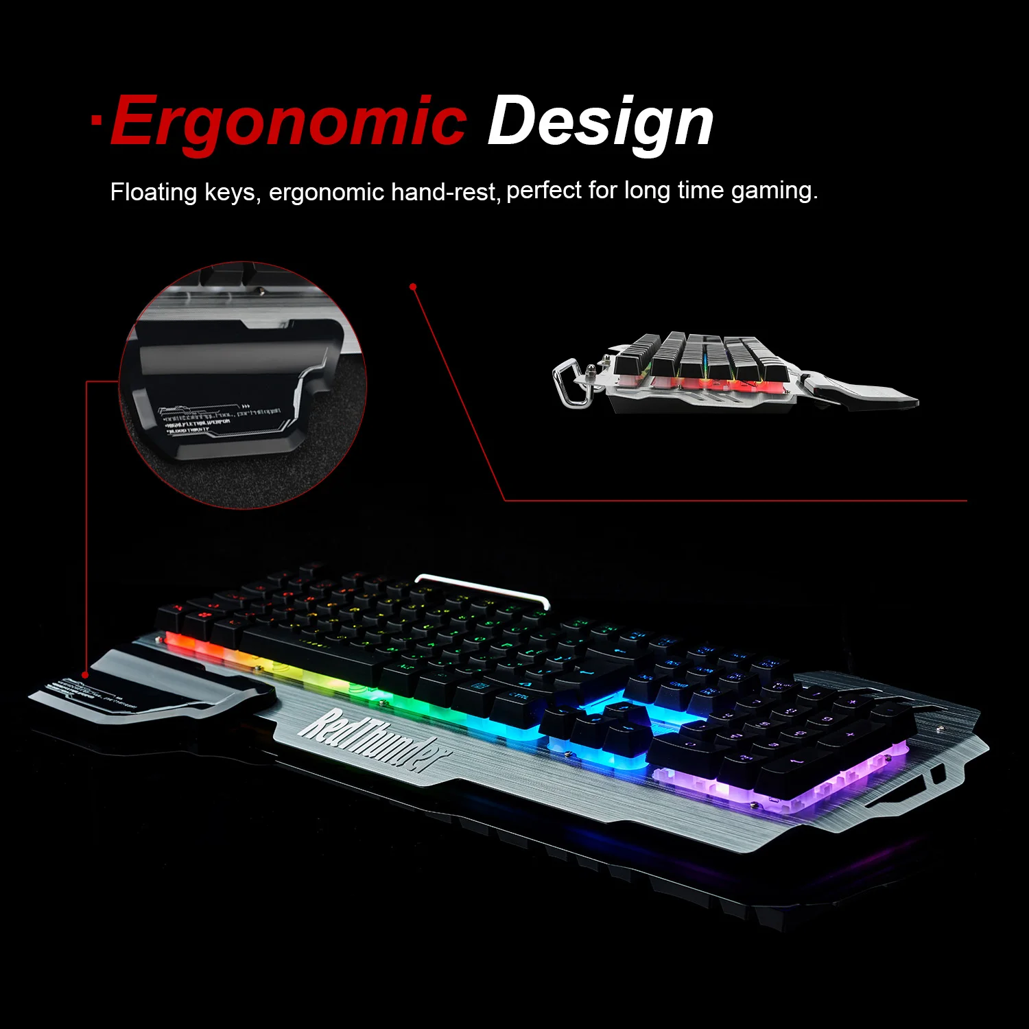 Игровая клавиатура RedThunder K900 RGB, механическая, похожая на русский, испанский, французский, многоязычная, металлический чехол для планшетного компьютера