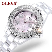 High quality Diamonds Ladies Watches Top Brand Luxury Quartz Waterproof Ceramic Wristwatch Womens Rose Gold Clock Reloj mujeres