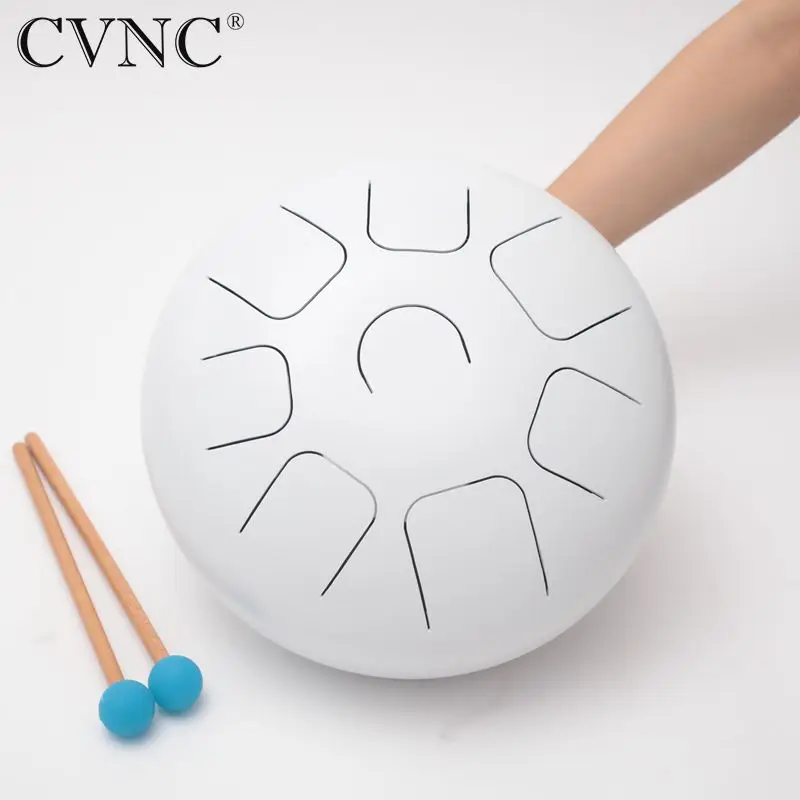 

CVNC White with Free Bag and Mallet 8" Steel Tongue Drum 8 Note C D E F G A B C