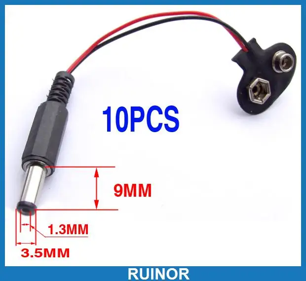 10 шт. 9 В кнопка батареи до 3 5 1 мм разъем питания постоянного тока внутри