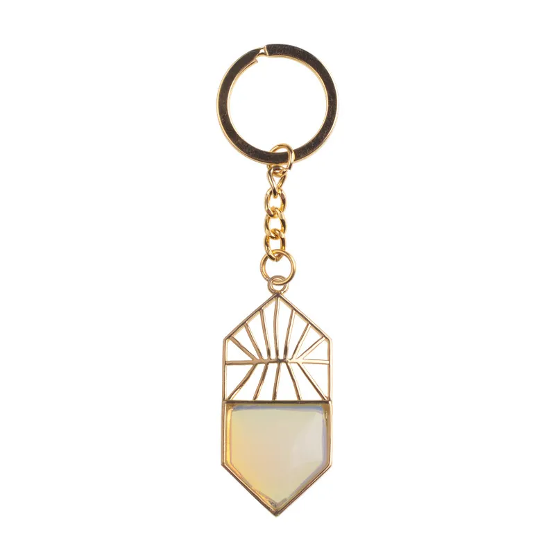Натуральный опал брелок с камнем Модный золотой boho ювелирный автомобильный для