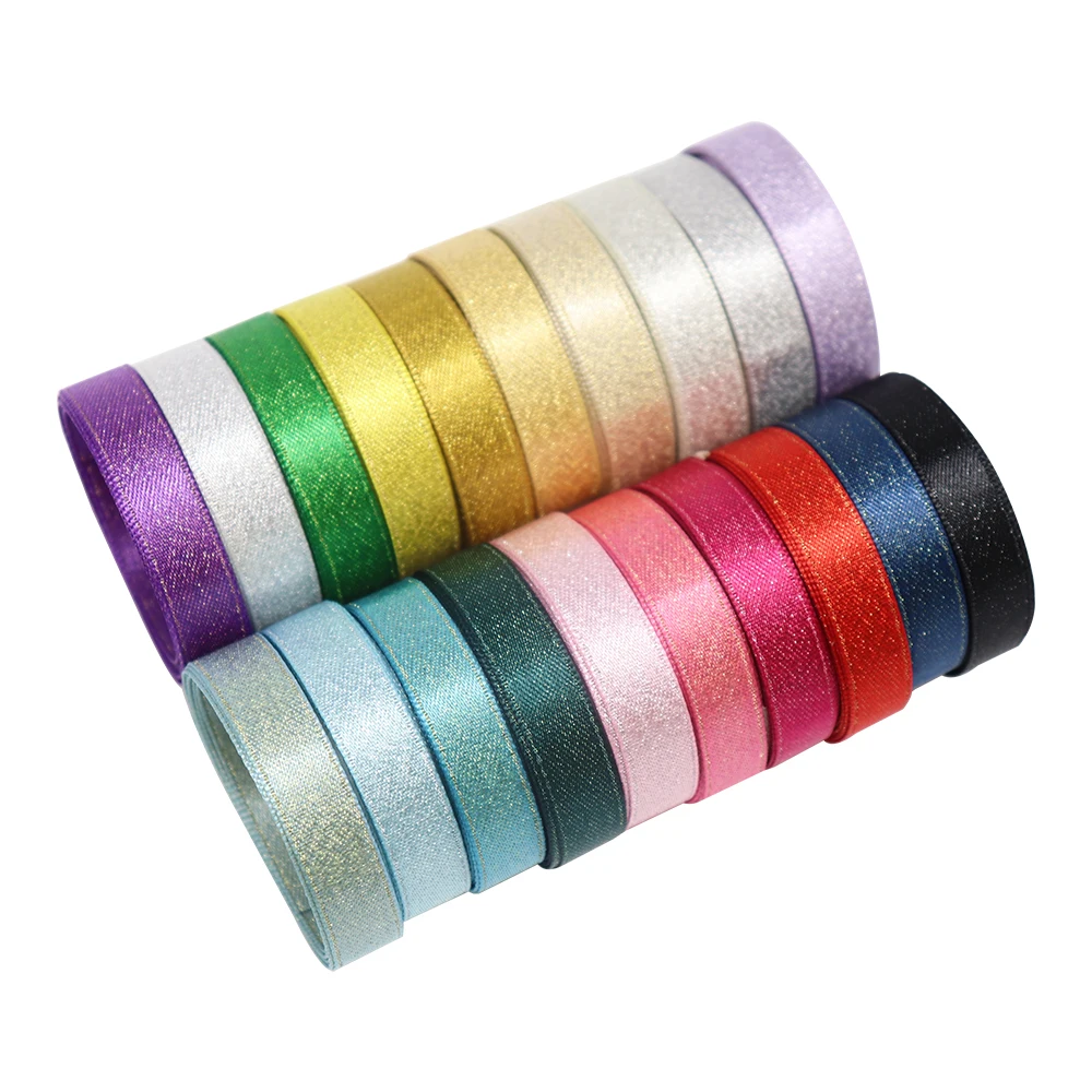 ywzatgits 6/10/15/22mm Solid Color Polyester Satin Ribbons Sewing Handmade Material DIY Sewing
