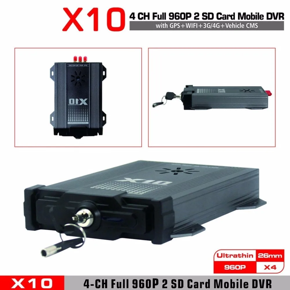 LESHP X10S 3g 4 г для Android для iOS Live H.264 AHD 960 P CMS мобильного наблюдения DVR 4 Каналы мобильный DVR для автомобилей