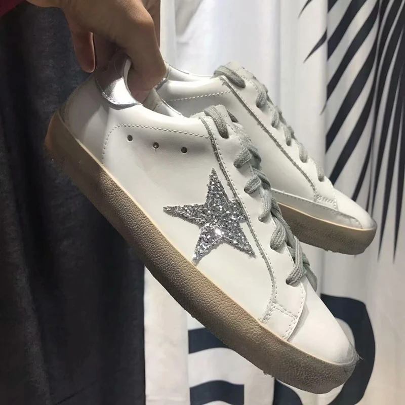 

Genuine Leather White Women Casual Shoes Fashion Superstar Old Style Dirty Shoes Runway Gladiator Shoes Tenis Masculino Adulto