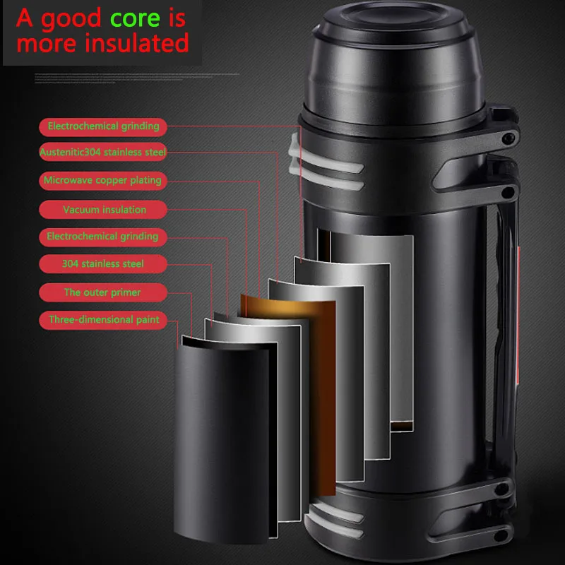 

Stainless Steel Insulated Thermos Bottle 1.2L/1.5L/2L/2.2L/2.6L/3L Travel mountaineering Coffee Mugs Thermal Vaccum Pot