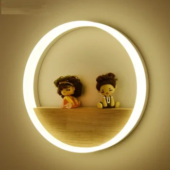 

DOXA Wood LED Wall Sconce Lamp Modern Fashion Iron Wall Light Fixtures On The Wall Home Lighting Strials Circle Wall Lamps