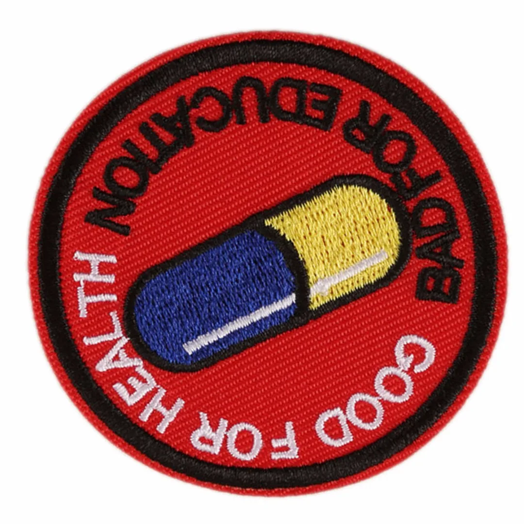 New Japanese Akira Kaneda Good For Health Bad For Education Iron On 2.5" Patch 65*65mm