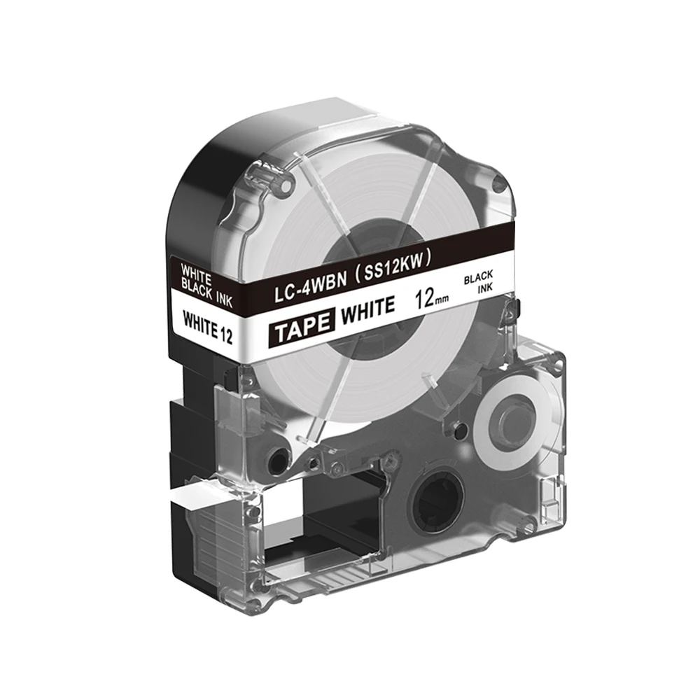 2 шт. Puty совместим с Epson этикеточная лента 12 мм черный на белой этикетке ленты SS12KW/LC-4WBN для принтеров Epson