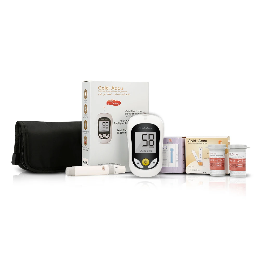 

SINOCARE mmol Glucometer KIT Blood Glucose Meter English&Test strips&Lancets Gold Electrode 5S Fast testing Blood Sugar Meter