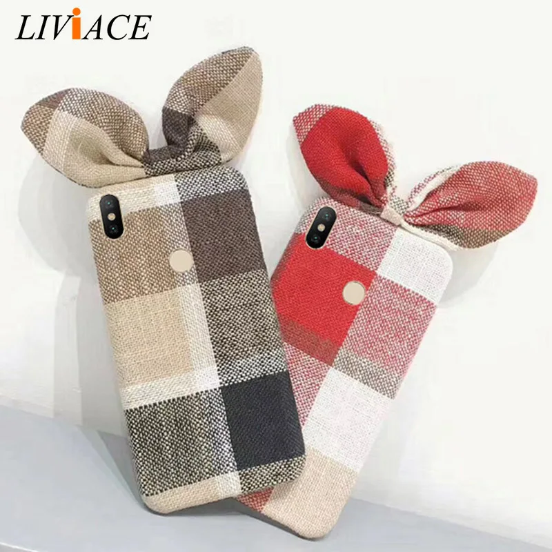 Cloth plaid phone case on for xiaomi mi8 mi 8 lite a2 a1 5x 6x 6 mix 2s 2 redmi note 5 pro prime global grid back cover coque |