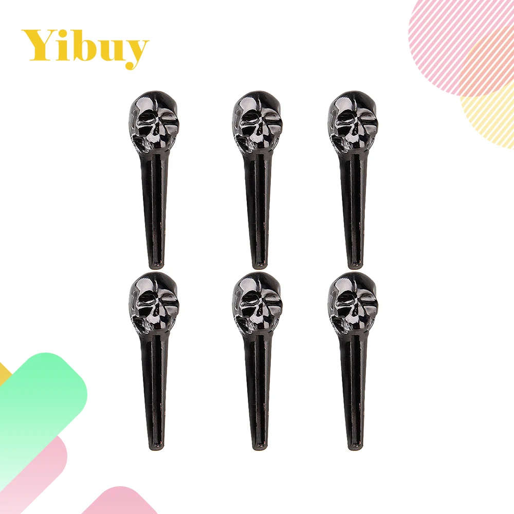 Yibuy 6 шт. Акустическая гитара металлические штифты для моста ногтей черные | Спорт